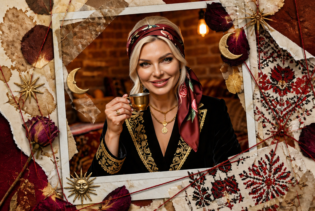 Baba Mira portrait in a scrapbook frame